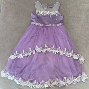 Girls Size 12 Purple Tulle Lace Dress Graduation Party Flower Wedding Sleeveless